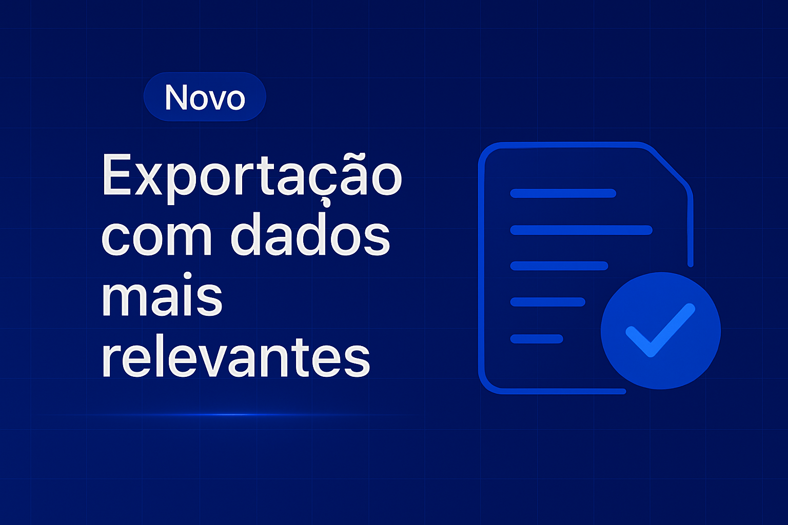 Card da Nomos anunciando a exportação com os dados mais relevantes, com ilustração de documento aprovado.