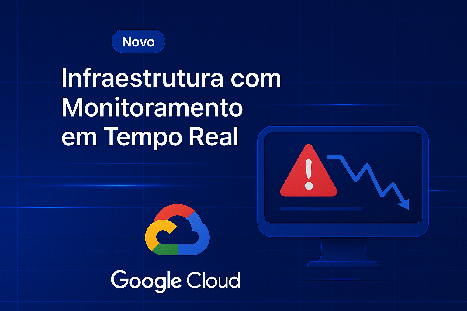 Card da Nomos anunciando a nova infraestrutura com monitoramento em tempo real na Google Cloud.